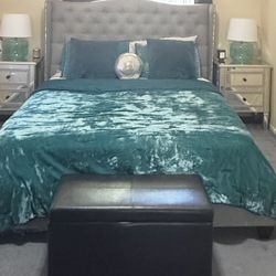 Grey Tufted Headboard for Queen