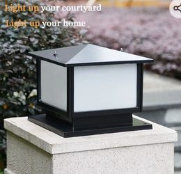 DLGGO European Waterproof IP65 Outdoor Pillar Light Vintage Patio Aisle Lawn Column Light Villa E27 Cap Light Aluminum Acrylic Post Lantern Fence Gard