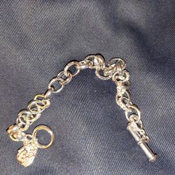 Sterling Silver Heart Bracelet 7.5 Inches In Length 