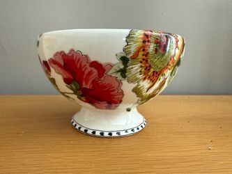 World Market ceramic floral pedestal bowl
