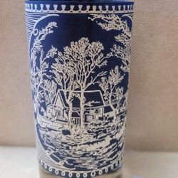Vintage Royal China Currier and Ives Blue Old Grist Mill Tumbler 12 oz