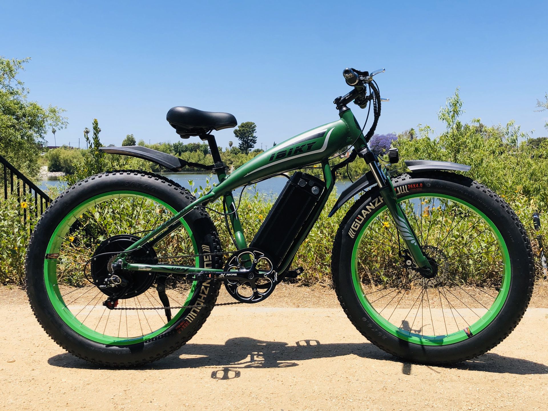New FAST custom eBike, 2000watt motor 67v lithium battery electric bicycle cruiser mountain bike downhill fat tire matte green military
