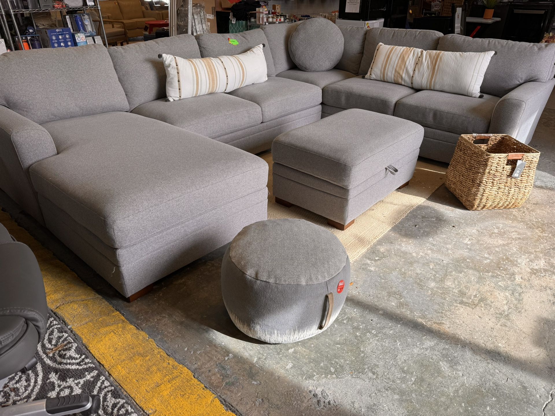 Grey Sofa Sectional With Storage Ottoman