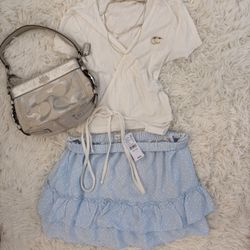 Brandy Melville Blue and White Skirt