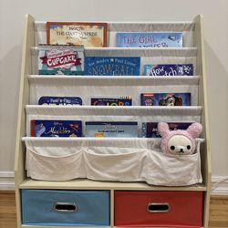 Kids Bookshelf with Front-Facing Display & Storage Drawer – Good Condition