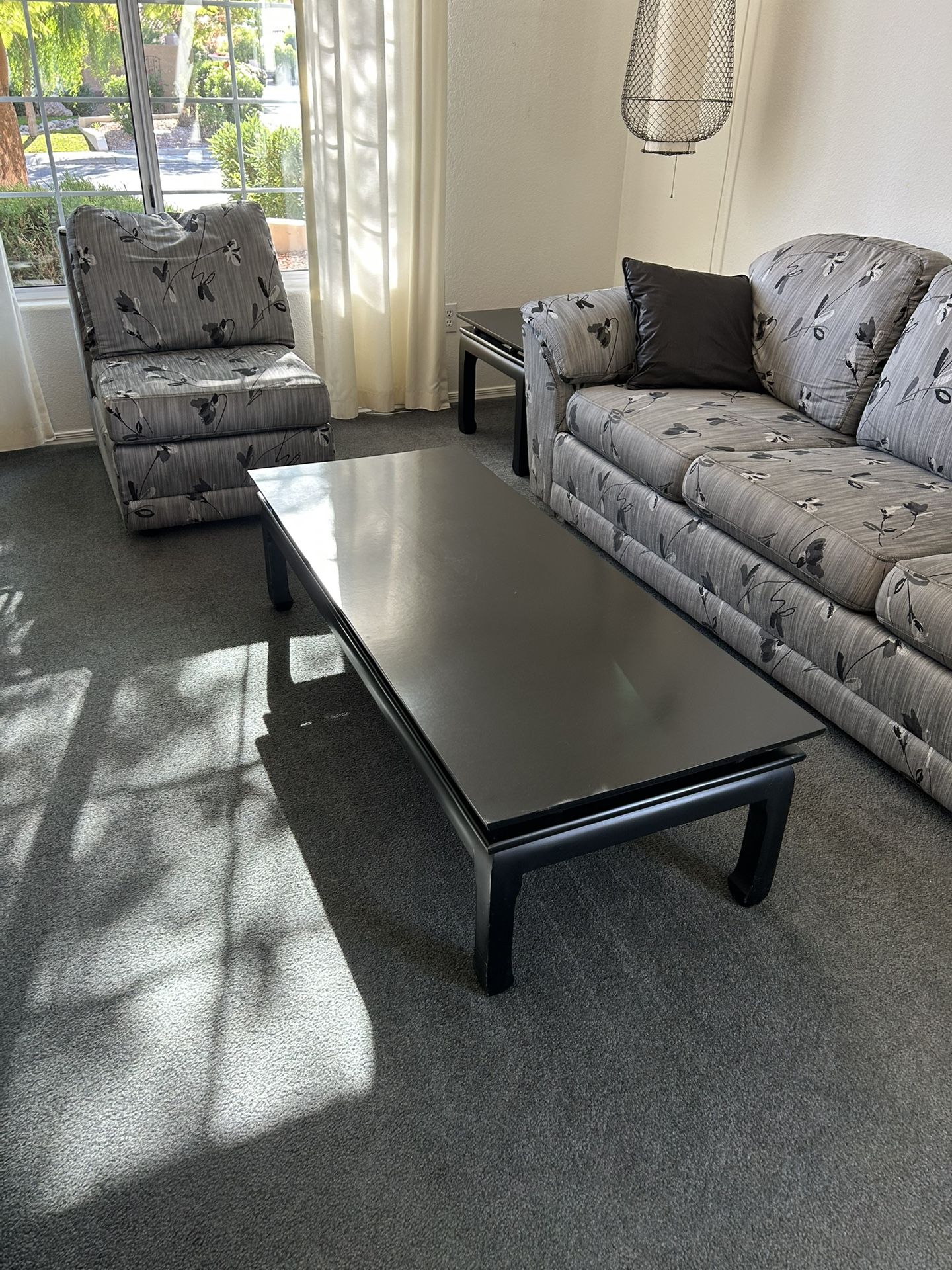 Black Coffee Table w/ 2 Side Tables