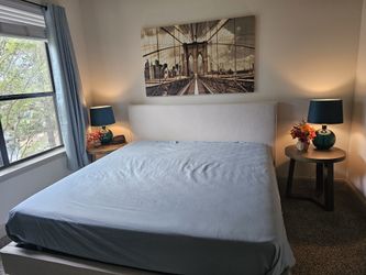 Living Spaces- Two Matching End Tables or Nightstands-Wood, no scratches
