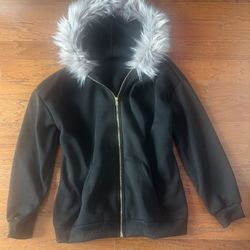 Zip Up Hoodie With Fur Good