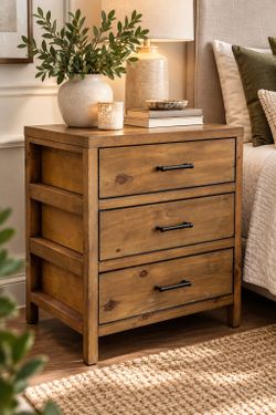 Magnolia Home Joanna Gaines Scaffold 3-Drawer Nightstand Rustic Wood
