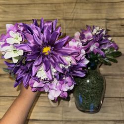 Set of 2 Purple Faux Flower Arrangements