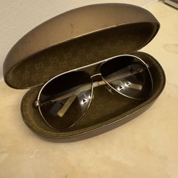 Authentic Gold Gucci Aviator Unisex Sunglasses