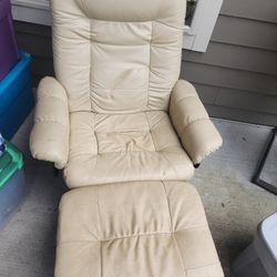 Leather Recliner With Footstool