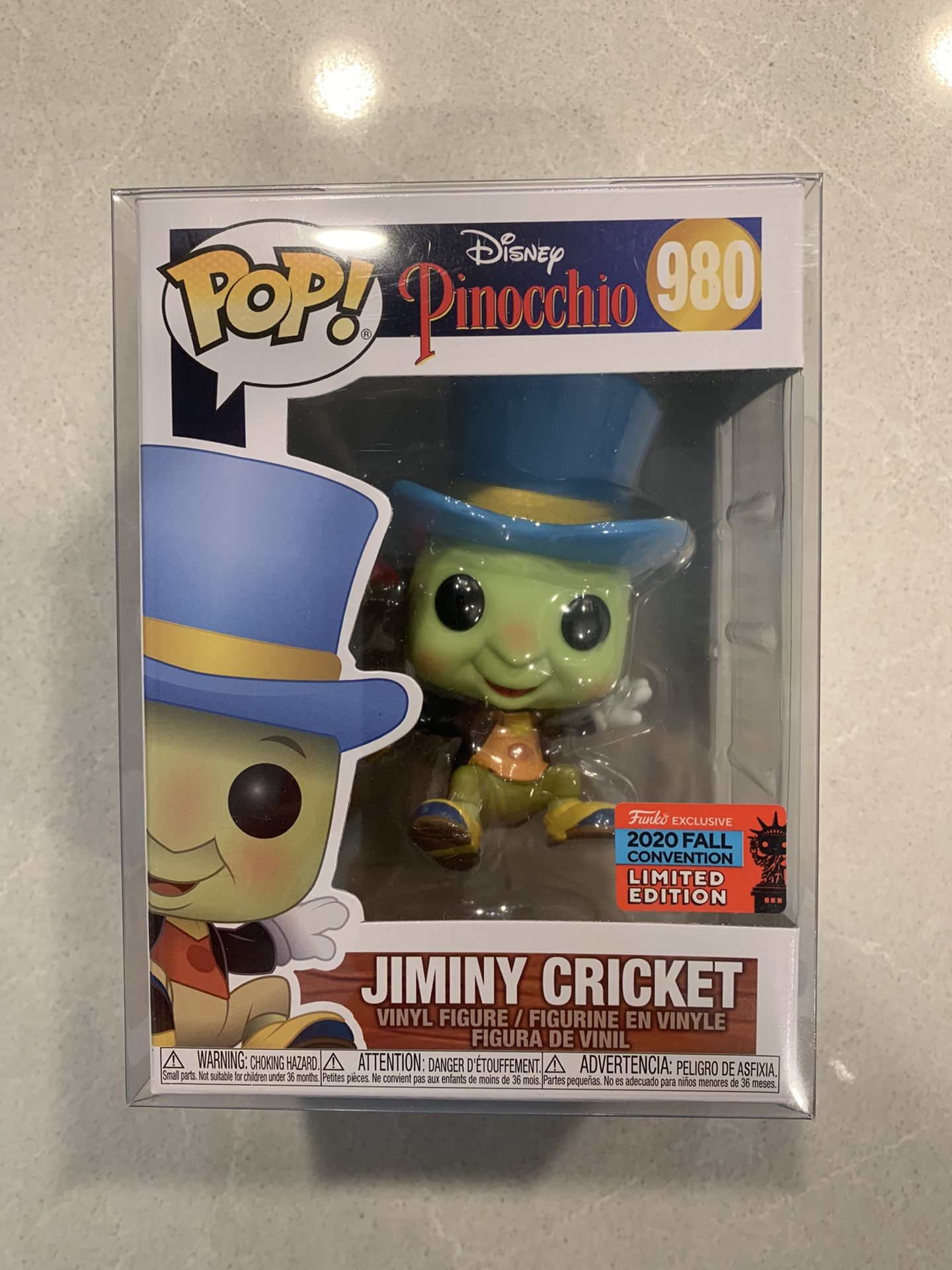 Jiminy Cricket Funko Pop **MINT IN HAND** 2020 NYCC Exclusive Pinocchio Disney 980 with protector