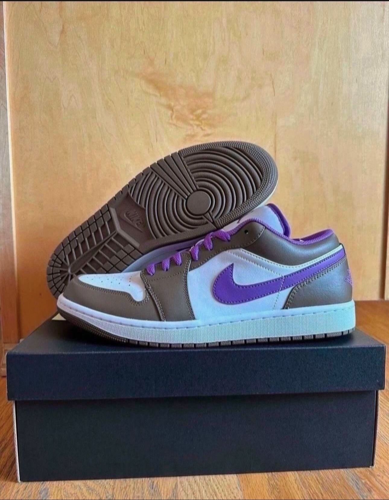 Air Jordan 1 Low Purple Mocha Palomino Wild Berry White 553558-215 Men's Size 12 Brand New 