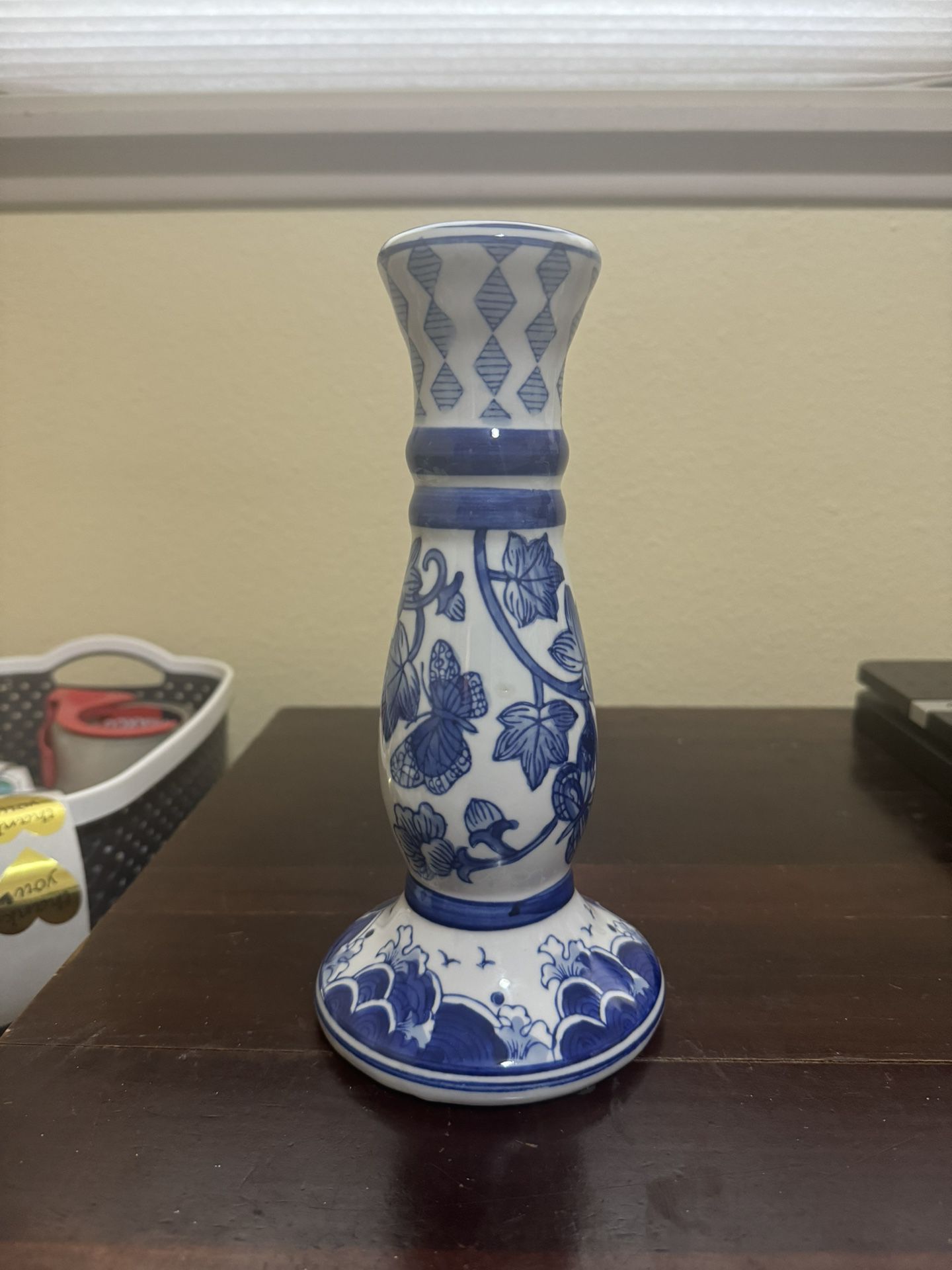 Blue and White Pattern Candle Stick Holder 