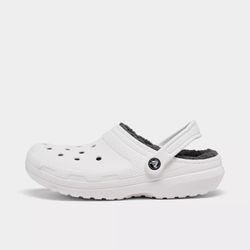 Men's Crocs Classic Lined Clog Shoes - White Grey - Size 11