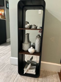 World Market Three Tier Mirror Wood/Metal Hanging Wall Shelve