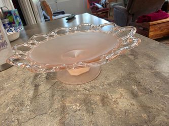 vintage pink depression glass pedestal compote or candy dish
