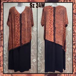 WOMENS FANCY ALLIGATOR PATTERN LAYERED DRESS SIZE 24W