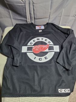 Detroit Red Wings Center Ice Black Vintage 90s CCM Practice Jersey Made In Canada XL