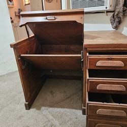 Antique Wooden Pop-out Sowinh/typing Desk