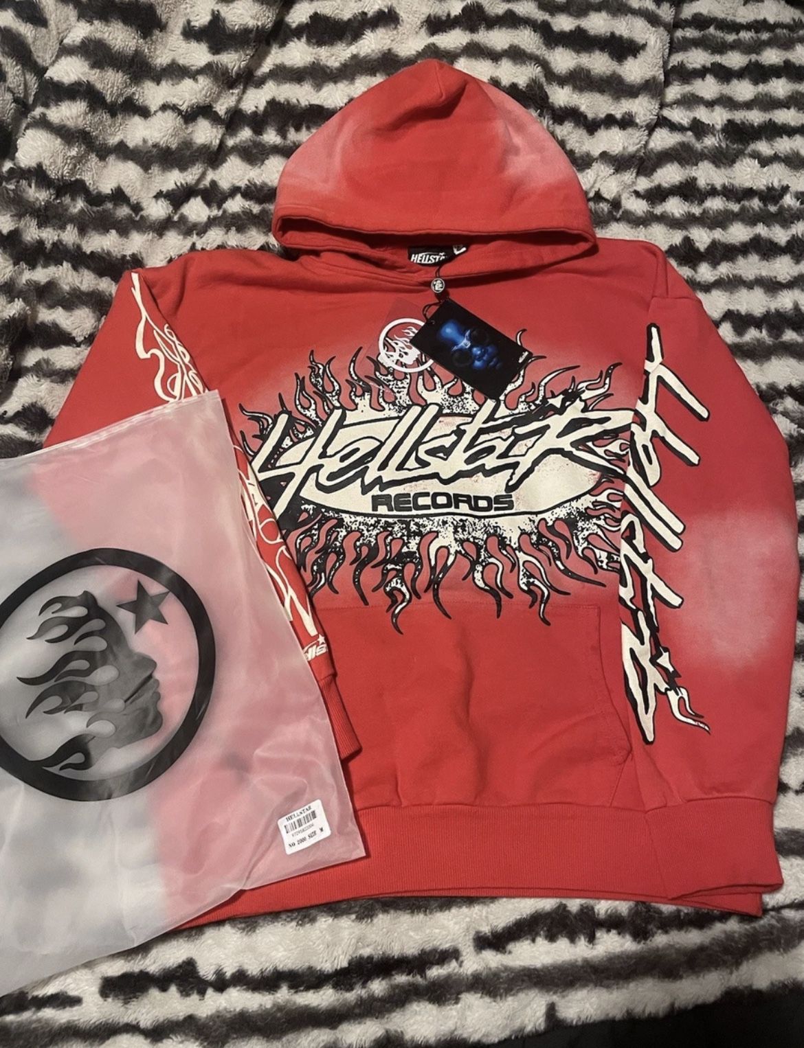 Hellstar Records Hooded Hoodie 'Washed Red'