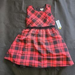 NWT Red Plaid Dress Girls L 10/12