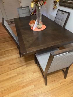 Dark Wood Dining Table with 4 Chairs