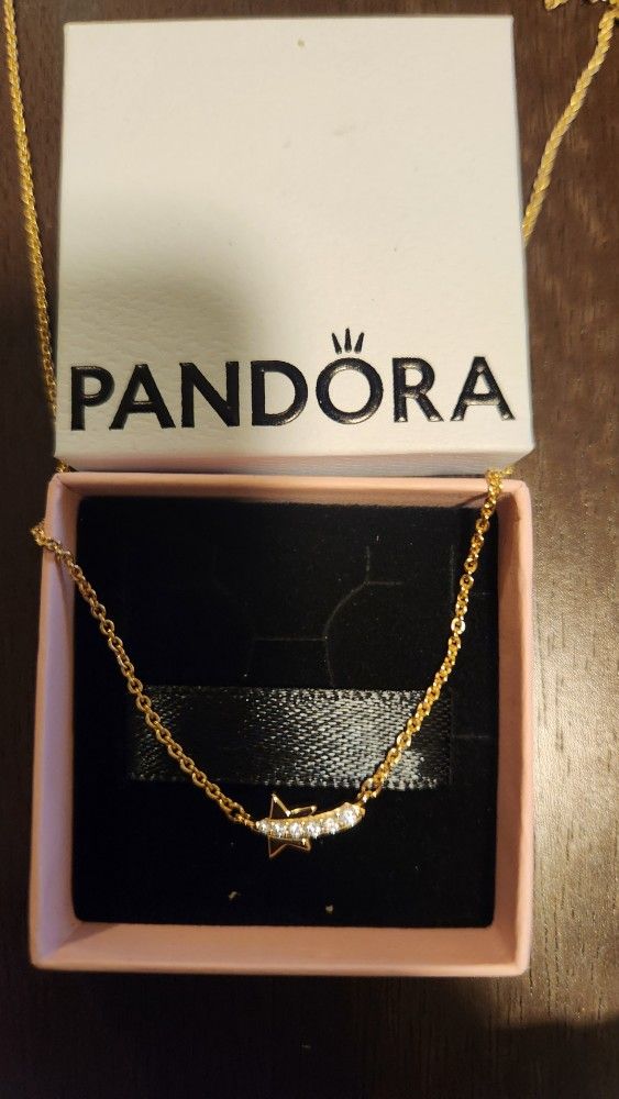 Brand New Pandora Shooting Star Pav Gold Necklace