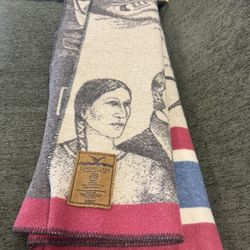 Lewis & Clark Wool Blanket with Red and Blue Stripes