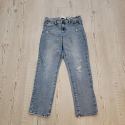 RE Generation By Celebrity Pink Gaia Blue Distress Straight Leg Jeans Renewable