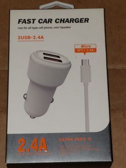 Fast Car Charger 2USB 2.4A with Micro Cable
