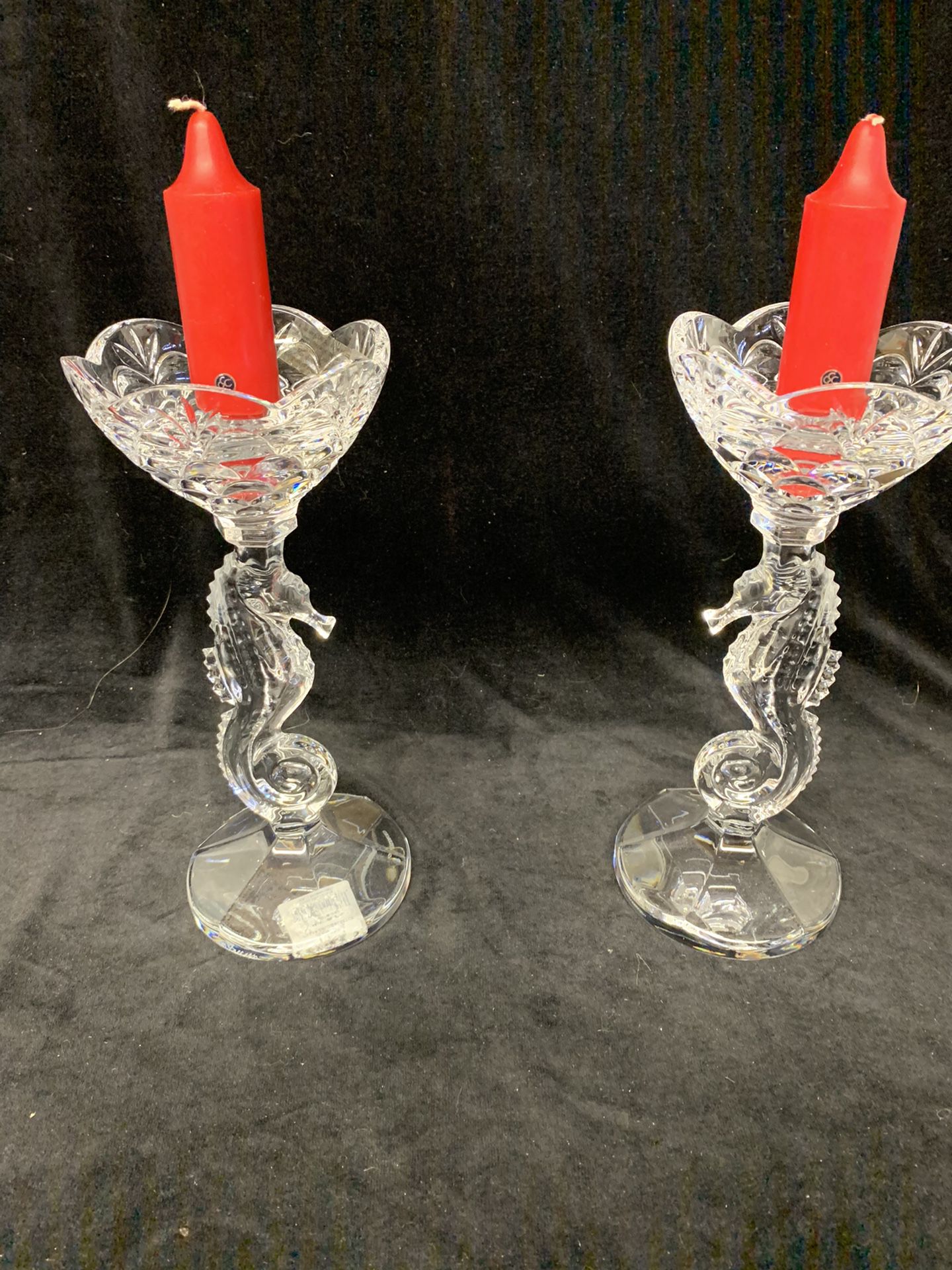 Waterford Crystal Sea Horse pillar candle holders