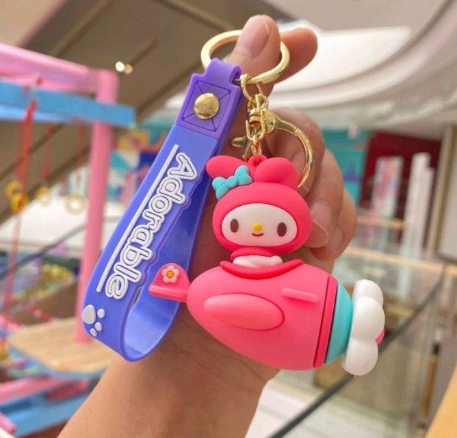 Adorable Melody From Hello Kitty & Friends In An Airplain Keychain.