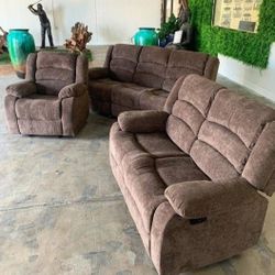 Dynamo Chocolate 3-Piece Reclining Living Room Set 🛋️Brand New 