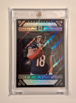 🔥 Caleb Williams RC /75 PURPLE Photogenic Rookie Portrait #193 – RARE SSP LOOK 🔥