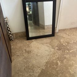 WALL  MIRROR  -  24”   x    30”  - BLACK. TRIM - PERFECT  CONDITION 