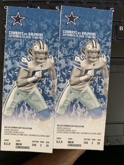 (2) Dallas Cowboys vs Miami Dolphins Tickets $210 each Sec 246 Row 2 Aisle