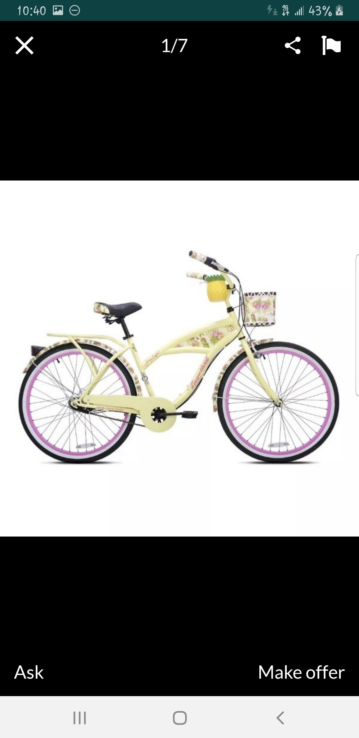 Kent margaritaville 26 inch sale pineapple women's cruiser bike