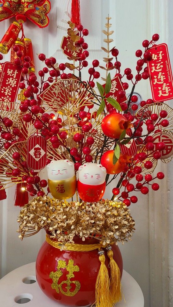 Hoa TẾT LUCKY RED FLOWER POT