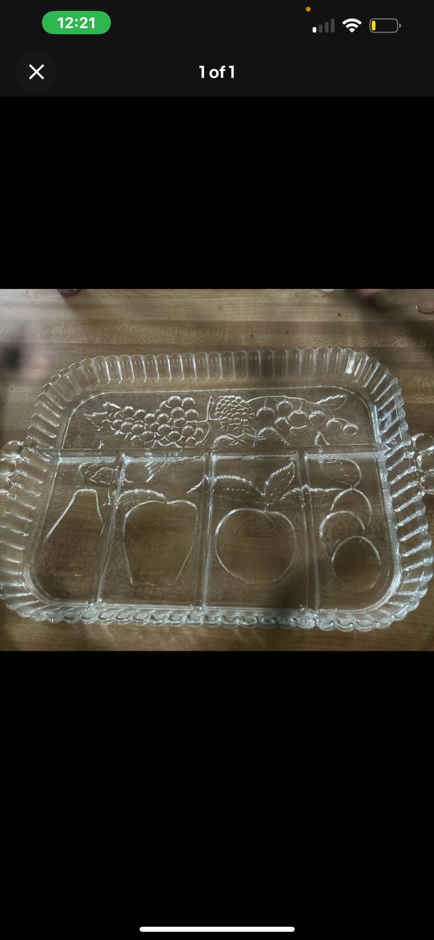 Vintage Indiana Glass Divided 5 Part Serving Relish Tray Platter Dish Fruit