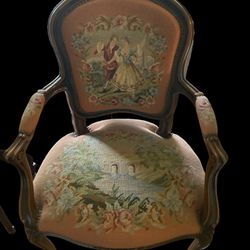 Tapestry Chateau French Louis XV Armchairs-2