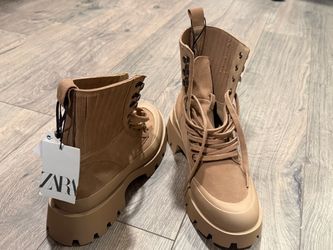Suede Camel Zara Boots, Size US 9