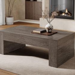 Rectangular Coffee Table for Living Room, 51-Inch Farmhouse Accent Center Cocktail Tea Table with Sturdy Base, Vintage Tea Furniture for Home Receptio