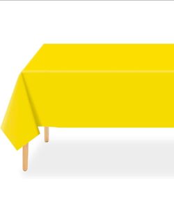 QIKSION Yellow Plastic Table Cloth Disposable 2 Pack, 54 x 108 Inch Tablecloths for Birthday Party, Easter Decorations, Rectangle Table Cover