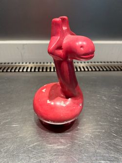 Home decor-red giraffe and purple penguin