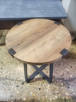 Rustic oak
   22'' Tall Cross Legs End Table(New In A Box
