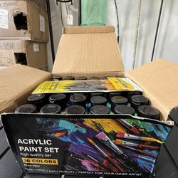 Acrylic Paint Set with 12 Art Brushes and 36 Colors