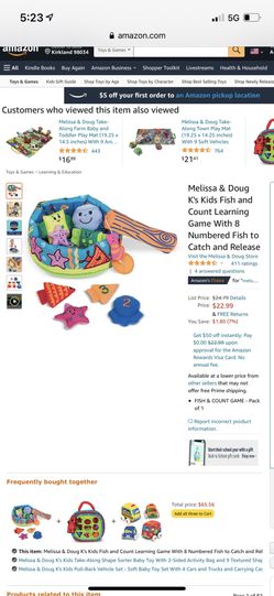  Melissa & Doug K's Kids Fish and Count Learning Game With 8 Numbered Fish to Catch and Release Visit the Melissa & Doug Store 4.7 out of 5 stars    4