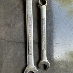 Vintage Craftsman USA Wrench Set – 3/4” & 5/8” – V-Series Combination Wrenches